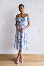 Maisha Floral Midi Dress - Blue