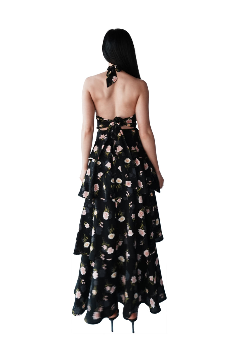 Anna Floral Maxi Dress - Black