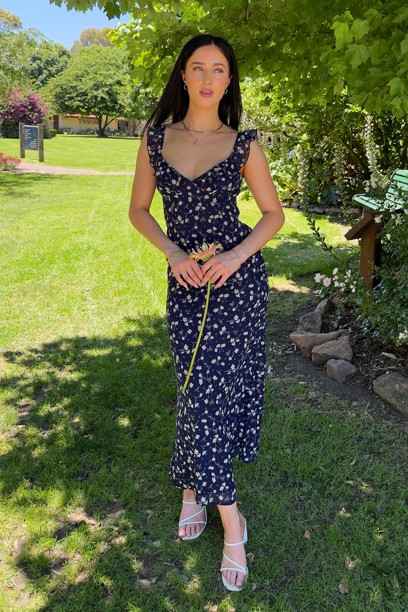 Daria Floral Maxi Dress - Navy