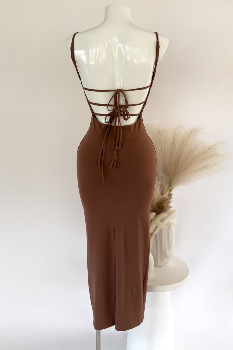 Calista Maxi Dress - Brown