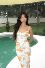 Bloom Floral Maxi Dress - White/Orange