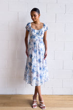 Maisha Floral Midi Dress - Blue