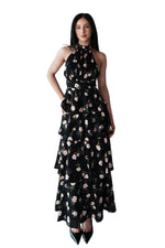 Anna Floral Maxi Dress - Black