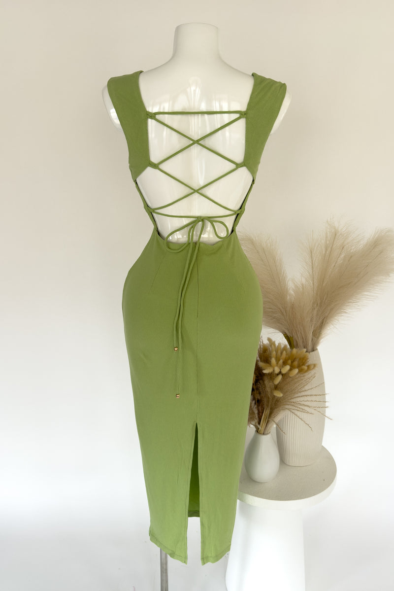 Aurora Midi Dress - Matcha