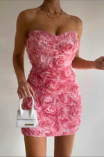 Rosette Mini Dress - Pink – Kameli Boutique