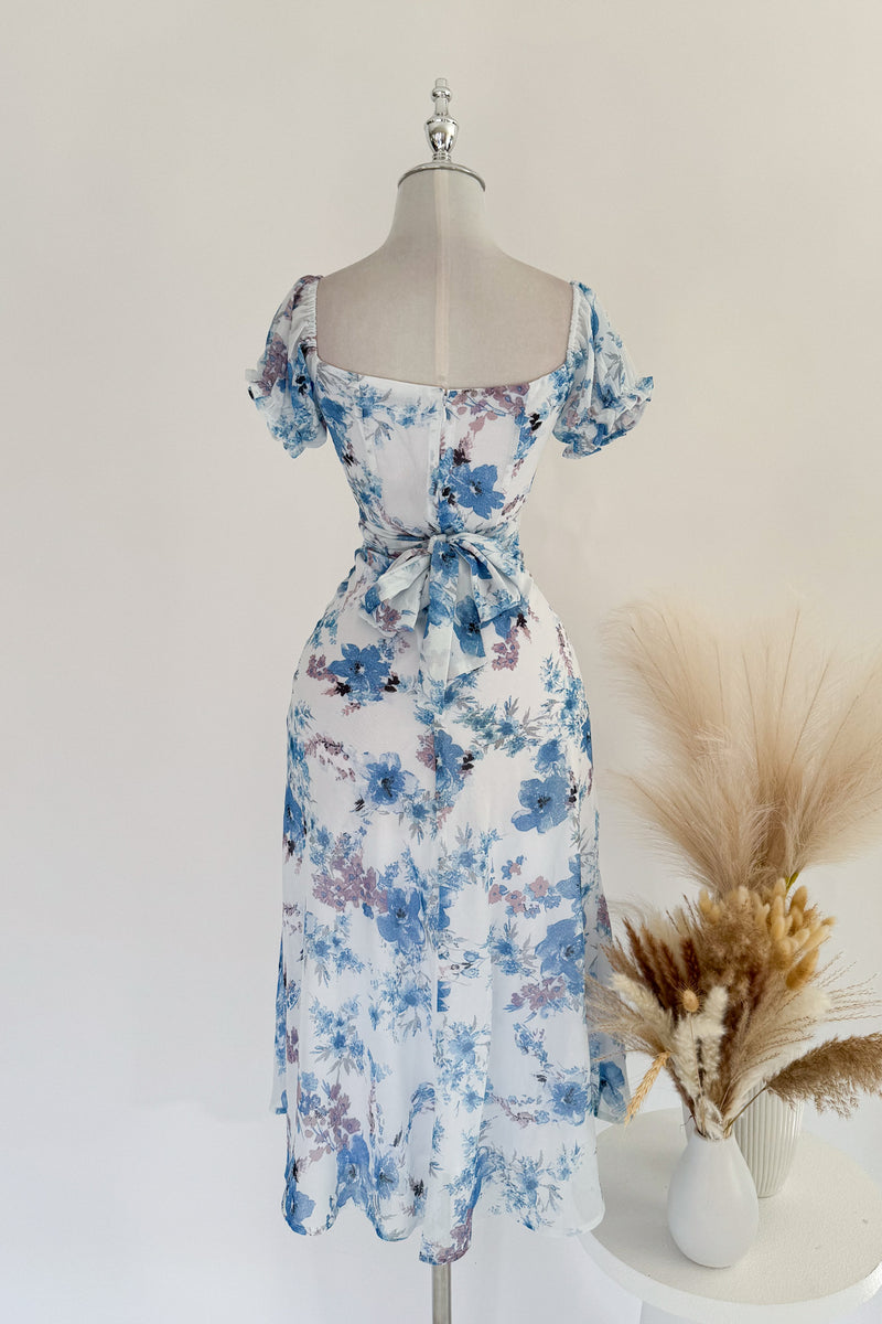 Maisha Floral Midi Dress - Blue