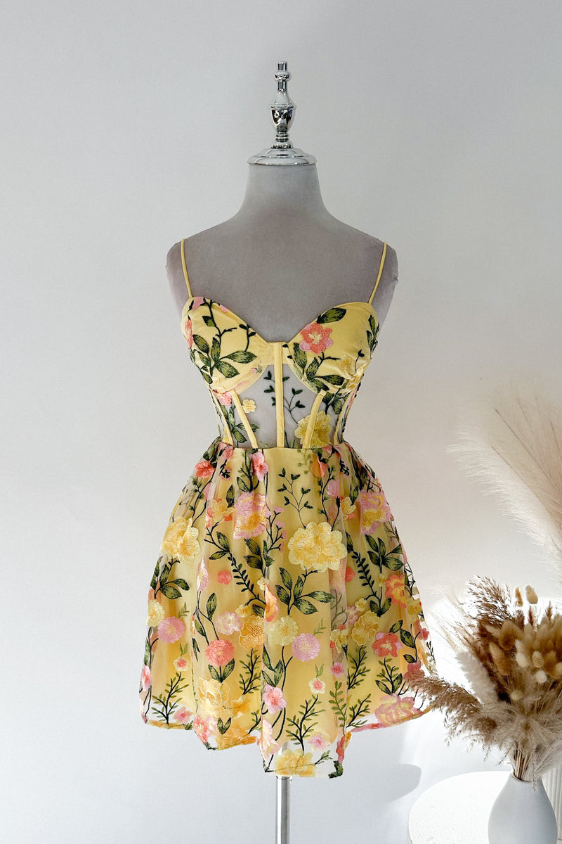 Lover Floral Mini Dress - Yellow