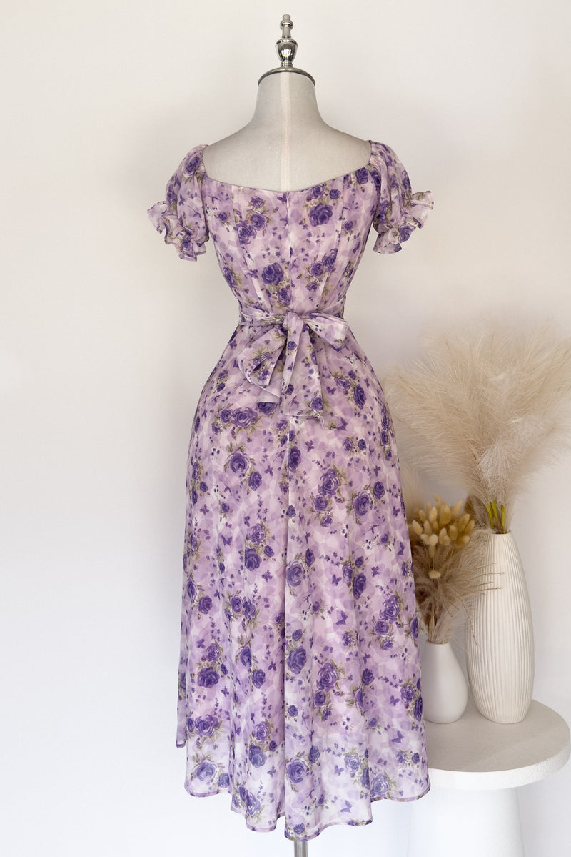 Belinda Floral Midi Dress - Lilac